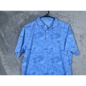 B Draddy Ansley Golf Club Atlanta Men's Print Polo Shirt Blue Camo Size Small